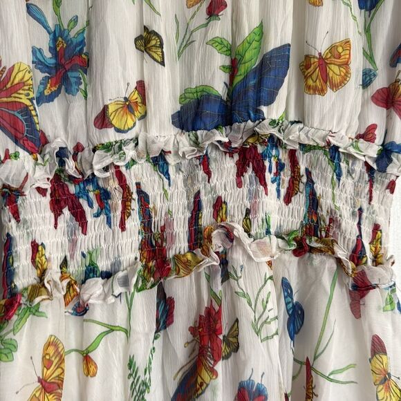 The Kooples Colorful Floral Butterfly Chiffon Dress Size 2 - NWOT - White Maxi - Picture 4 of 8